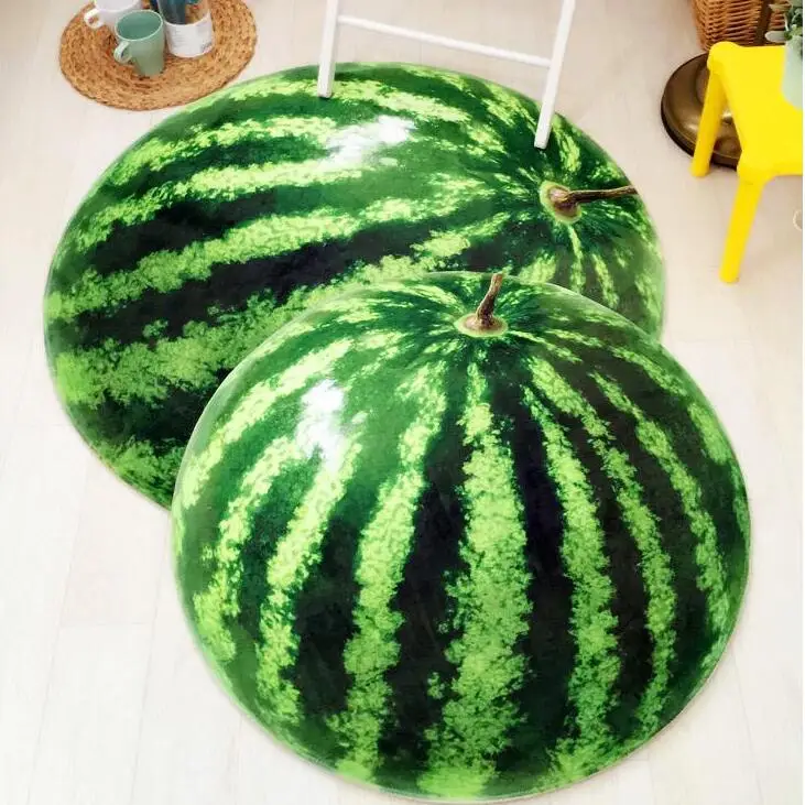 

3D summer watermelon round Carpet Non-slip Floor Mat Indoor Entrance Doormat chair mat child play Rug for Living Room Bedroom