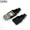DIY 10pcs Type A Male USB 4 Pin Plug Socket Connector With Black Plastic Cover Adapter Connect USB 2.0 PCB SDA Data Cable Line ► Photo 2/6