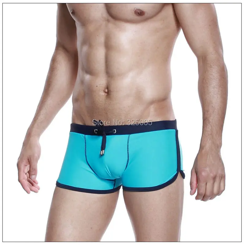 

newest men Swim trunks sexy male swimwear men's sky blue bathing suit S/M/L/XL beachwear mens low rise swim suit
