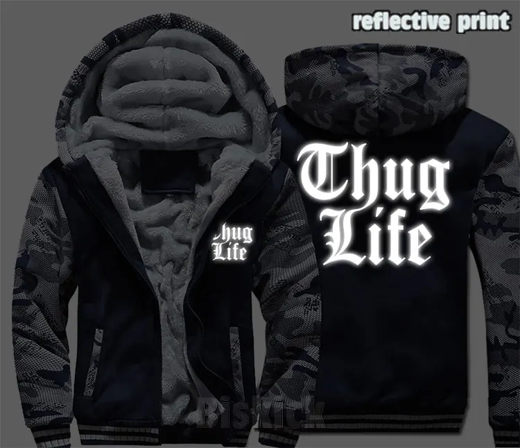 Новая мода Для мужчин wo Для мужчин рэп Thug Life рок теплые толстые куртки пальто Зимние теплые худи вельветовый свитер Топ Толстовки