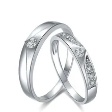 Love Diamond Ring 18K White Gold Diamond Wedding Rings Couple Set Genuine Gold Engagement Ring Wedding Band