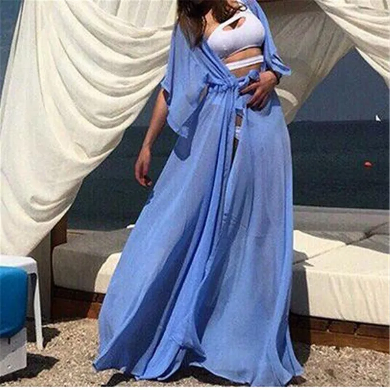 Лидер продаж женское бикини длинный кардиган-накидка пляжная одежда для купания