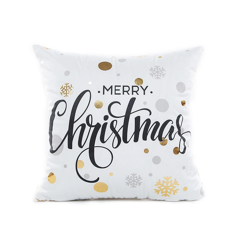 45*45cm Soft Fabric Gold Printed Merry Christmas Pillow Case Christmas Home Decoration Happy New Year Party Supplies 45*45cm Soft Fabric Gold Printed Merry Christmas Pillow Case Christmas Home Decoration Happy New Year Party Supplies