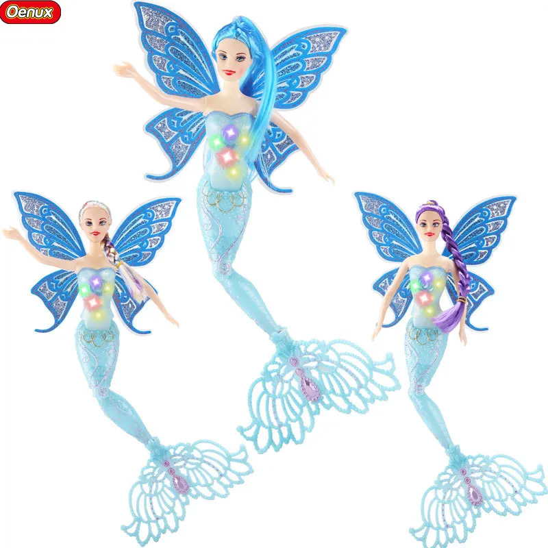 

Oenux 2017 New design Girls Pink Dream Luminescent Swimming Mermaid Doll Toy Anna Elsa Princess Mermaid Dolls For Girl Xmas Gift