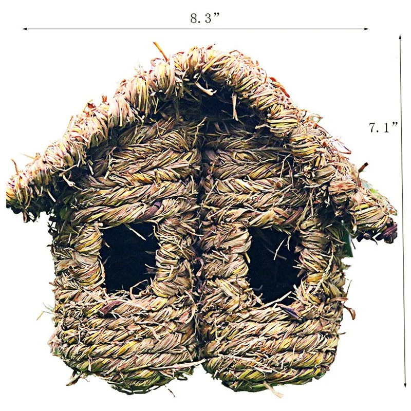 Висячие птичьи домики-дома для птиц для наружной птицы, корыстные карманные Songbirds House Grass Bird Hut, прогулочная палатка для птиц Natur