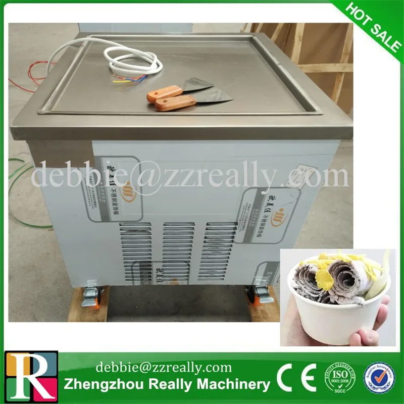 R410 Refrigerant Single Square Pan Fry Ice Cream Rolling Machine Big