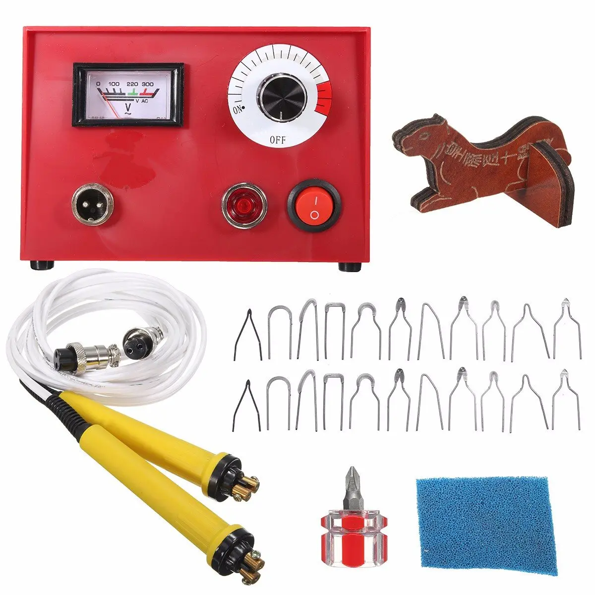 

New 50W Multifunction Pyrography Machine with 2Pcs Pyrography Solder Pen + 20Pcs Blade Heating Tips Gourd Wooden DIY Craft Tool