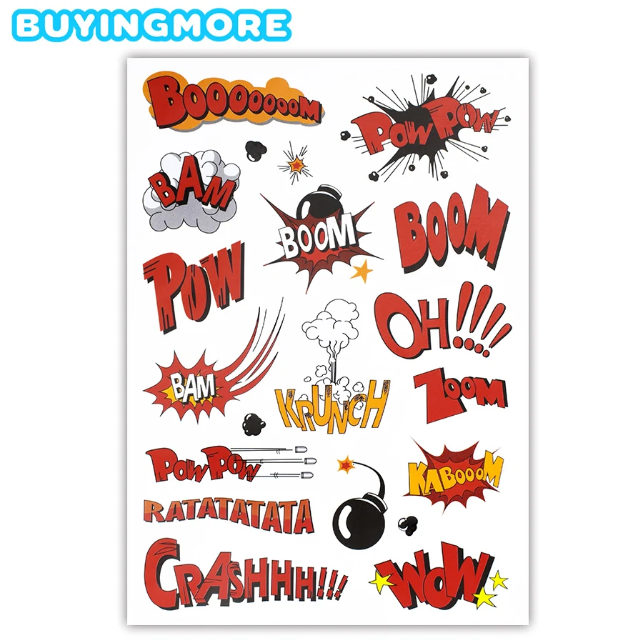 

1 PCS Buzzwords Matte Sticker BOOM Pop Text Funny Graffiti Sticker to DIY Laptop Guitar Skateboard Motorcycle Fridge Luggage Car