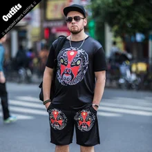 Быстросохнущая дышащая футболка шорты костюм для Для мужчин Повседневное Для мужчин наборы полиэстер Джерси костюмы плюс Размер 6xl