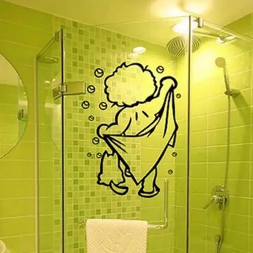 High Quality Bathroom Wall Decal Window Funny Shower Man Wall Stickers