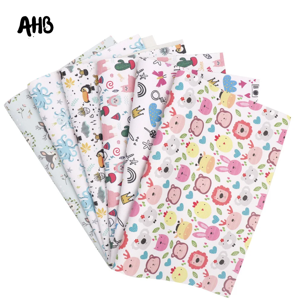 

AHB Faux Leather Sheets Synthetic Leather Bears Monkey Printed For DIY Kids Hair Accessories Birthday Party Decor Materials