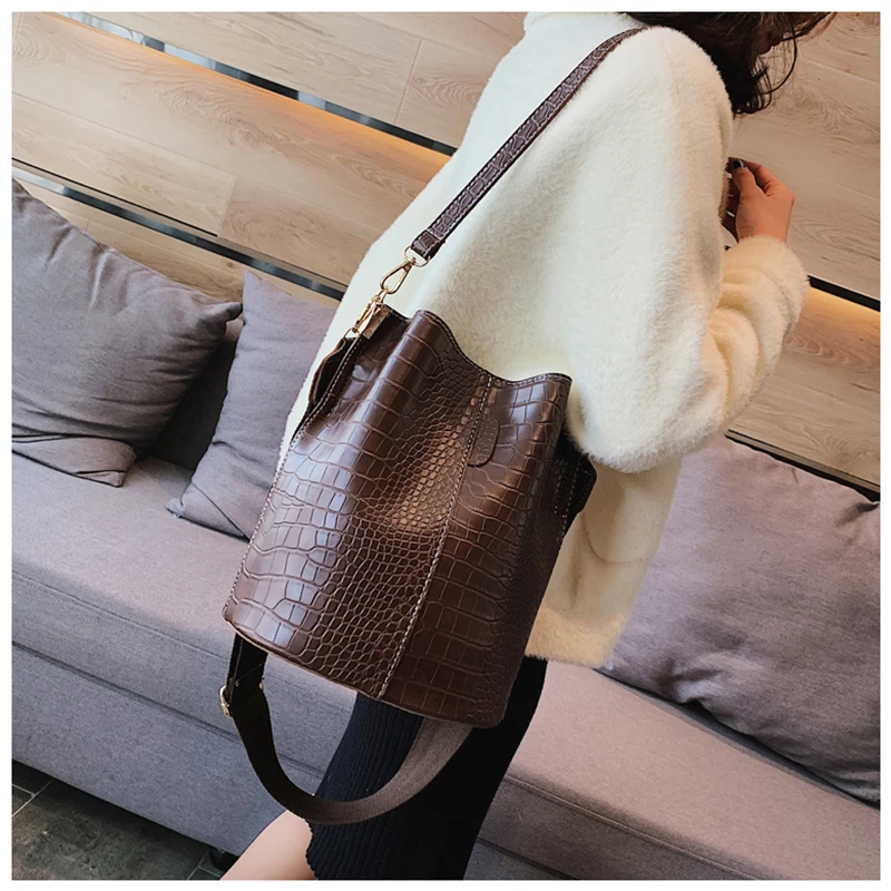 Ansloth تمساح Crossbody حقيبة للنساء حقيبة كتف العلامة التجارية مصمم حقائب النساء الفاخرة بو الجلود حقيبة دلو حقيبة يد HPS405 Ansloth تمساح Crossbody حقيبة للنساء حقيبة كتف العلامة التجارية مصمم حقائب النساء الفاخرة بو الجلود حقيبة دلو حقيبة يد HPS405