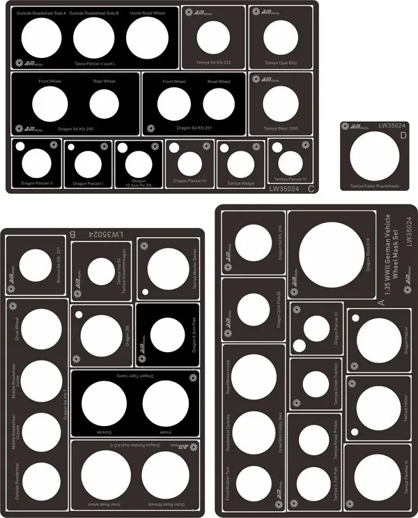 1/35 Wheel Mask For Wwii German Vehicles 1 Set Military Model Accessory