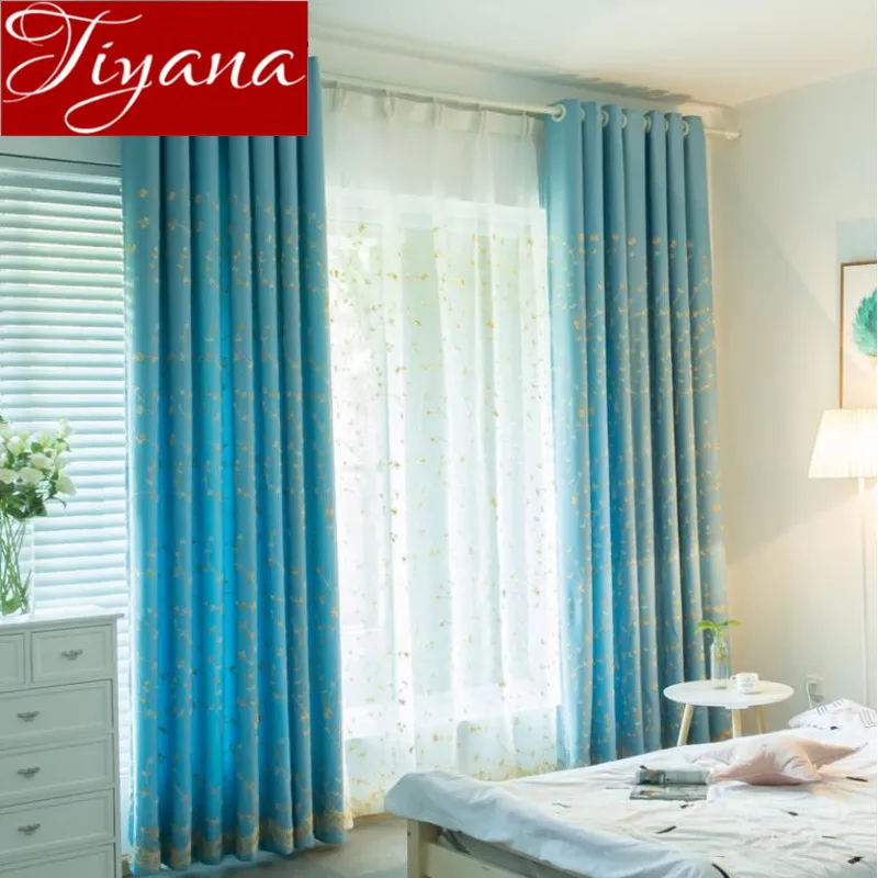 Bleu Rideaux Floral Brodé Voile Fenêtre Moderne Salon Chambre Vert ... Bleu Rideaux Floral Brodé Voile Fenêtre Moderne Salon Chambre Vert ...