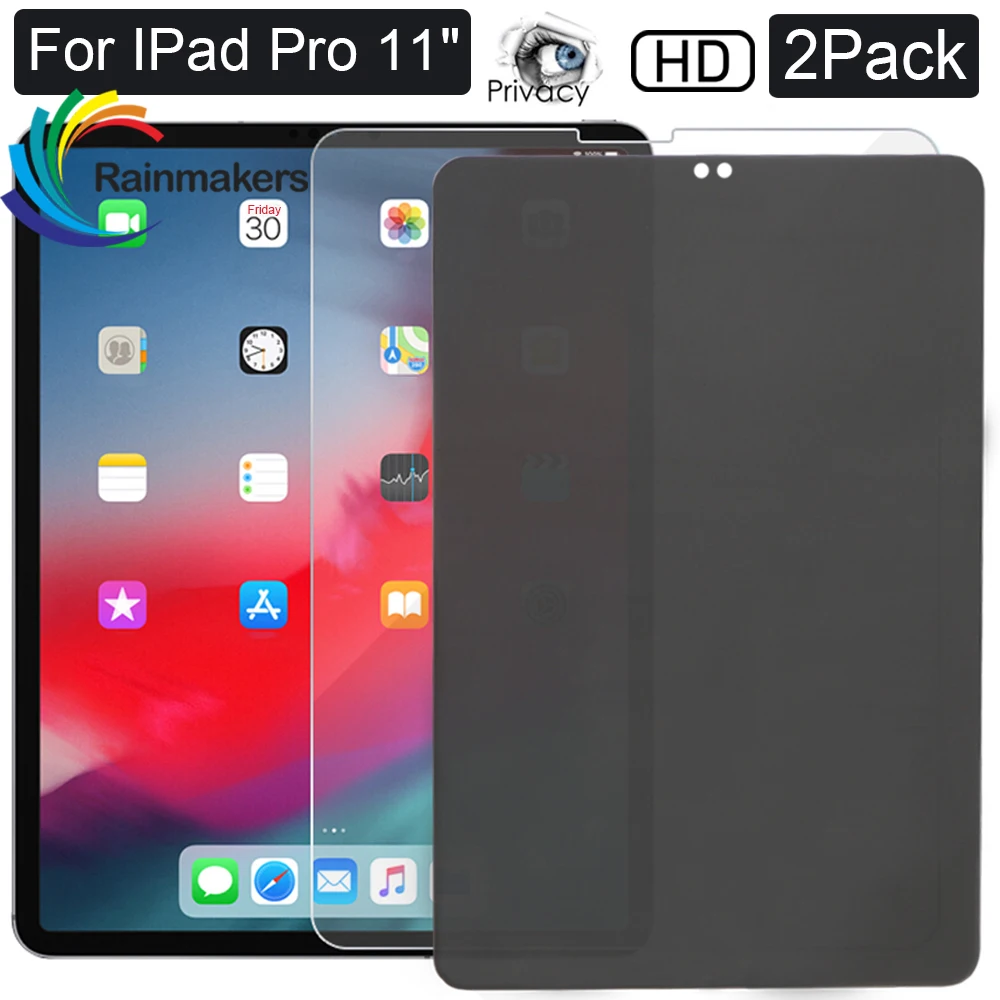 

[2Pack] HD Privacy Screen Protector Tempered Glass Film For Apple iPad Pro 11 Support Apple Pencil Face ID Scratch Resistant