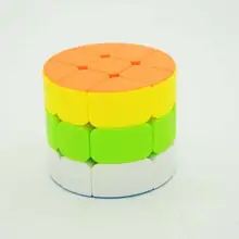 Проверьте 3-х слойные цилиндрический магический куб, третий-заказ сплошной цвет и приятный флуоресцентные цвета бумаги- Дискус головоломки игрушки