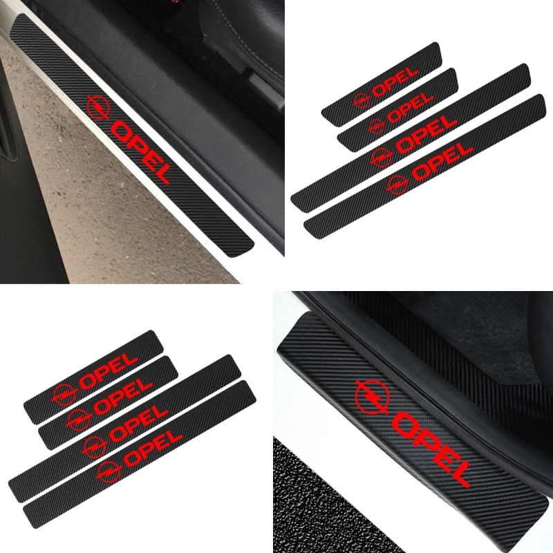 

4pcs Door Carbon Fiber Car Scuff Plate sticker Vinyl Decal sticker for OPEL Corsa Insignia Astra Antara Meriva Zafir Car styling