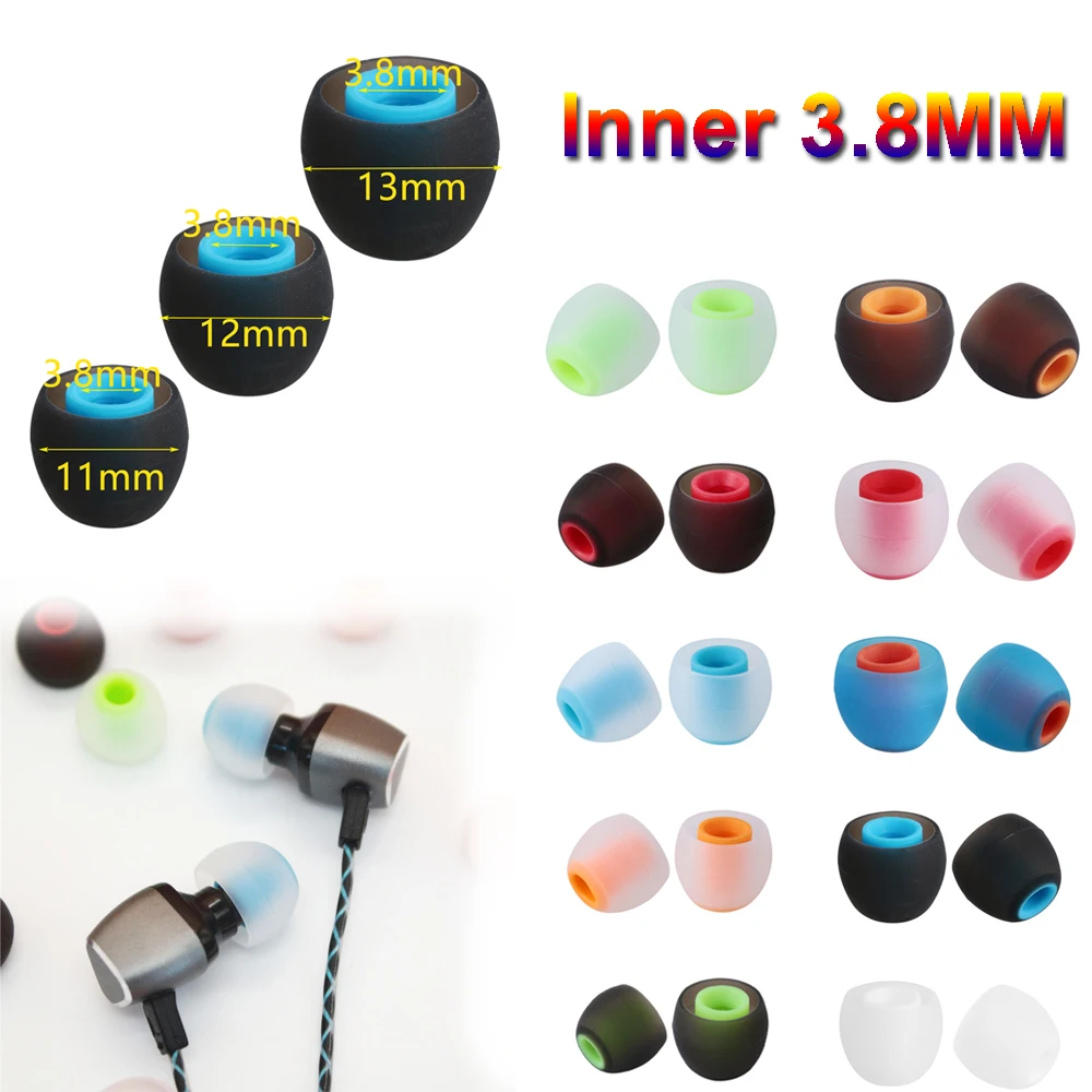 

2Pcs/1Pair Colorful Rubber 3.8mm In-ear Earphone Earbuds Replacement Silicone Rubber Ear Tips Universal Replacement Earbuds