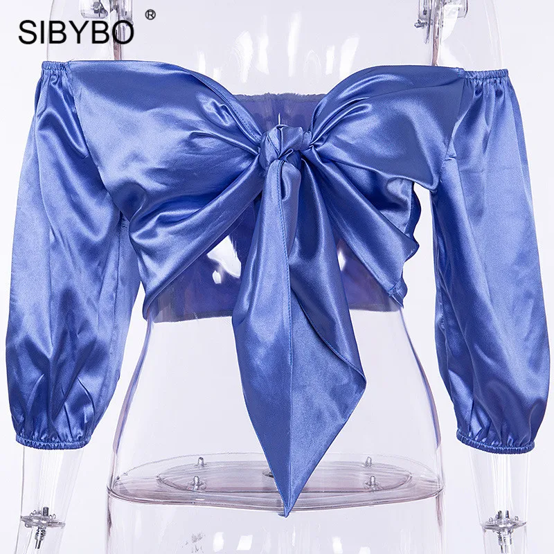 Sibybo, без бретелек, завязанный, сексуальный укороченный топ, для женщин, половина рукава, с открытыми плечами, летняя футболка, для женщин, с открытой спиной, для пляжа, повседневные, женские топы