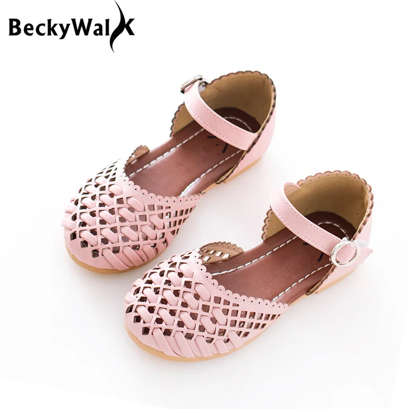 Full Size Closed Toe Girls Sandals Cutout Summer Children Shoes
