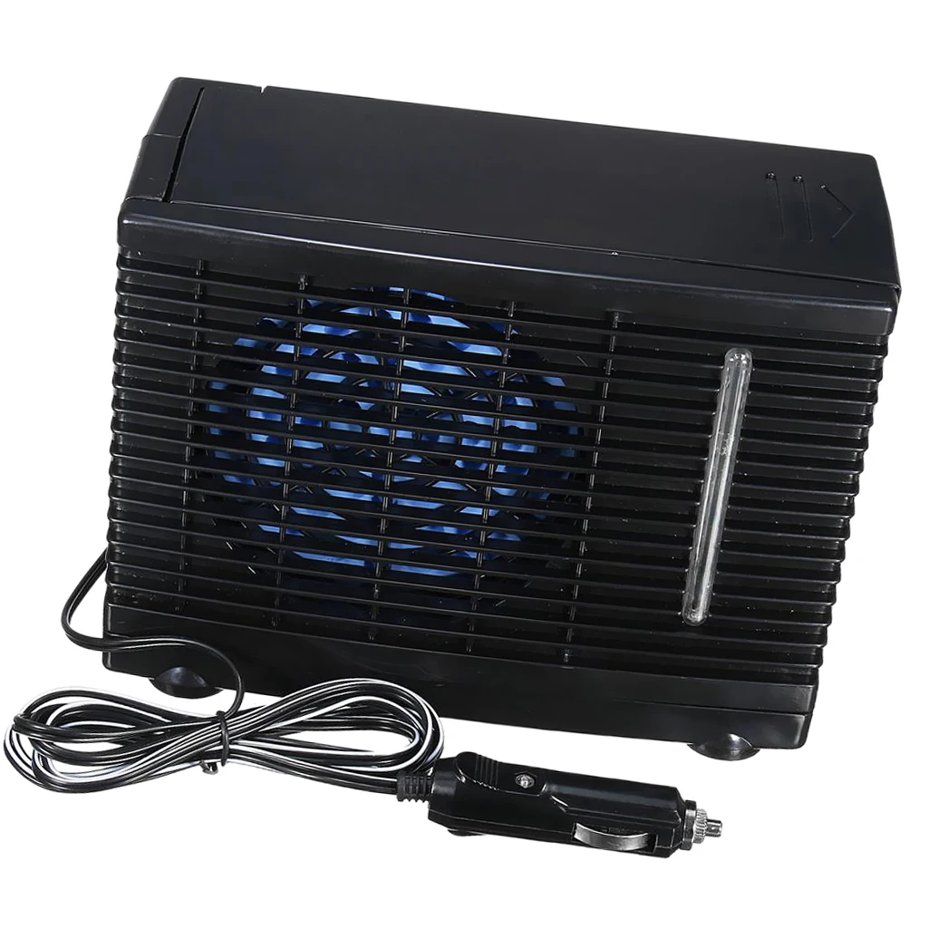 12V Portable Car Truck Home Office Mini Black Air Conditioner Evaporative Water Cooling Fan Low Noise Operation