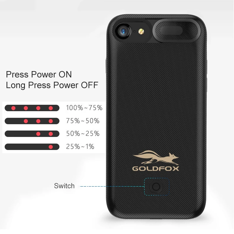 Goedkoop 5.5 #039; #039;Acculader Case Ultradunne Extra Backup Case Power Bank Cover 7500 mAh Batterij Case Voor iPhone 8 7 6 Plus Groothandel