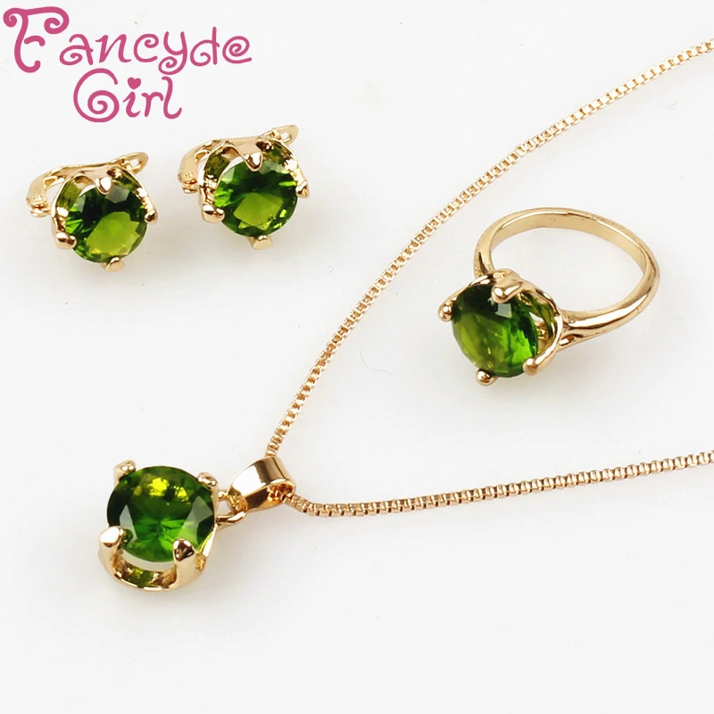 Fancyde Girl environmental New Fashion Women's Rose Gold Color Jewelry Sets For Women 4 Necklace With Earrings Ring | Украшения и