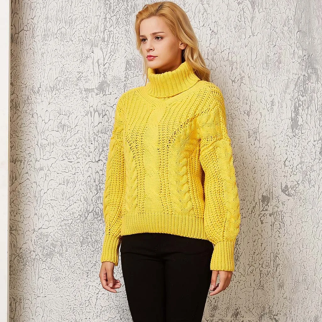 

Women's turtleneck sweaters 2019 Fashion Pullover Long Sleeve Knitted Sweater Wrap winter clothes women chompas para mujer