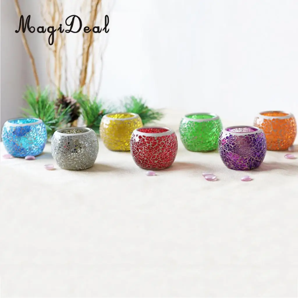 Mosaic Glass Candle Holder Votive Tealight Holder Bowl Wedding Decorative Lighting Accessories Festive Light Holder 5-set