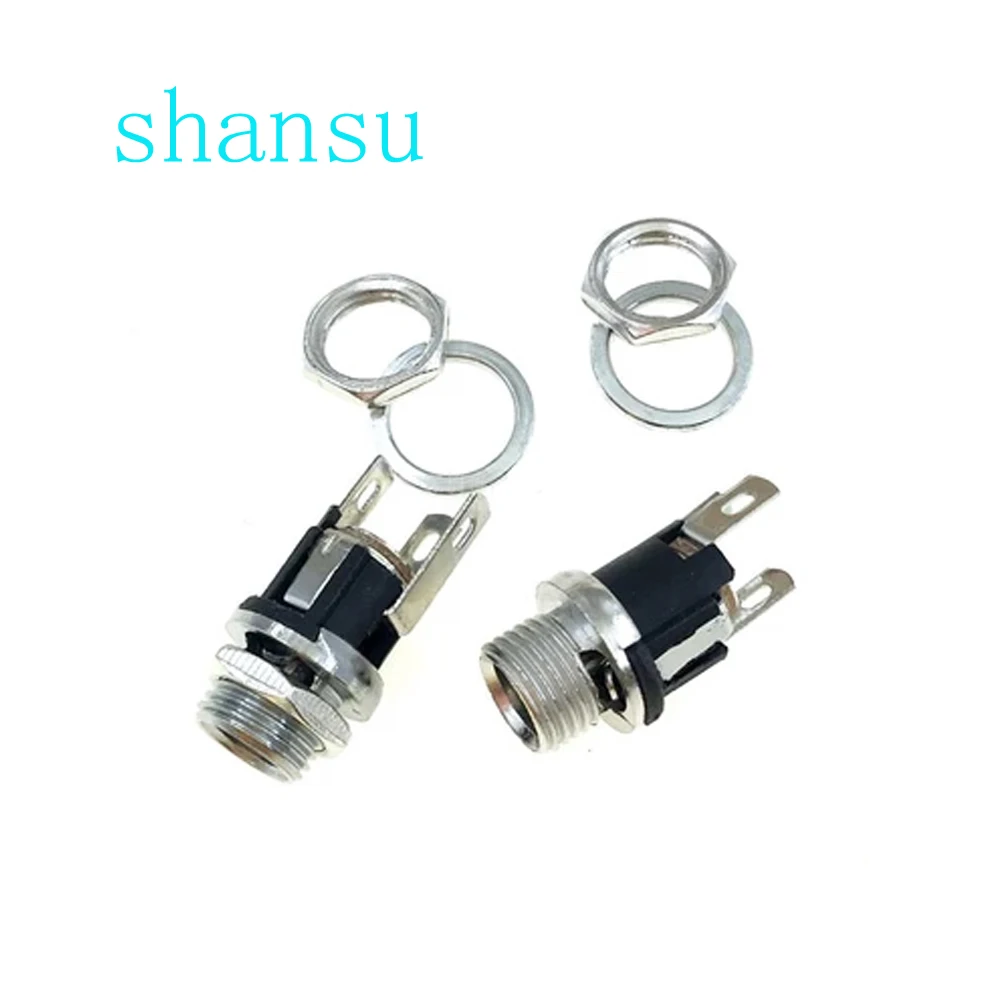 

10pcs DC power socket DC-021mm The DC plug 5.5*2.1 3Pin metal 5.5X2.1mm DC021