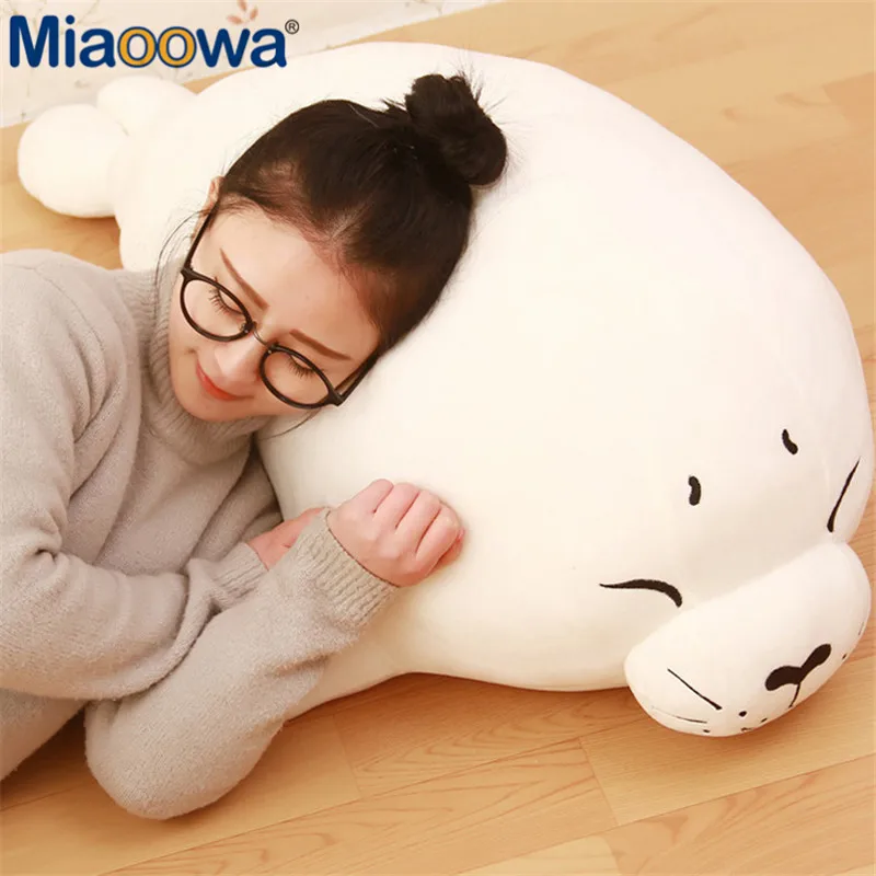 Miaoowa 1pc 80/100cm Big Lovely Soft Seal Plush Toy Elastic Marine Animal Plush Stuffed Pillow Creative Kids Birthday Gift Doll