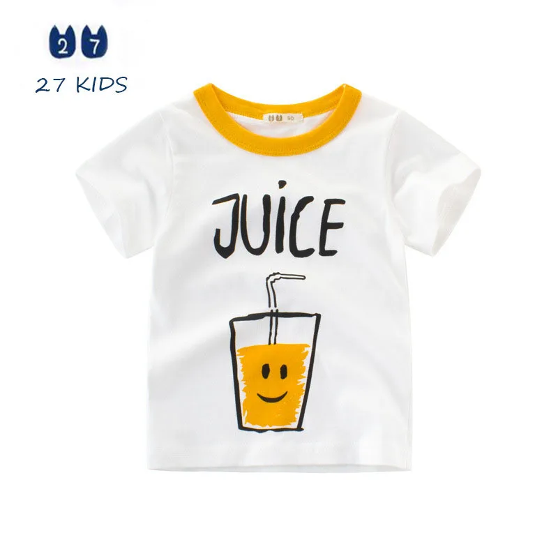 

27KIDS Cartoon Juice Summer Baby Girl Love T Shirt 2018 Kids Boys Shirts Cotton Children Short Sleeve T-Shirts For Infants 1-8T