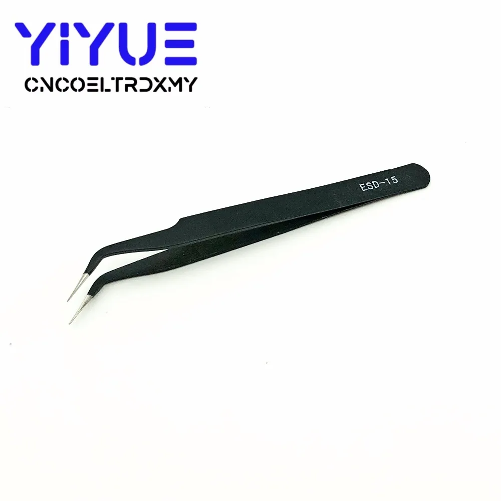 2pcslot ESD-10 ESD-15 Anti-static Curved Straight Tip Forceps Precision Soldering Tweezers Set Electronic ESD Tweezers Tool (4)