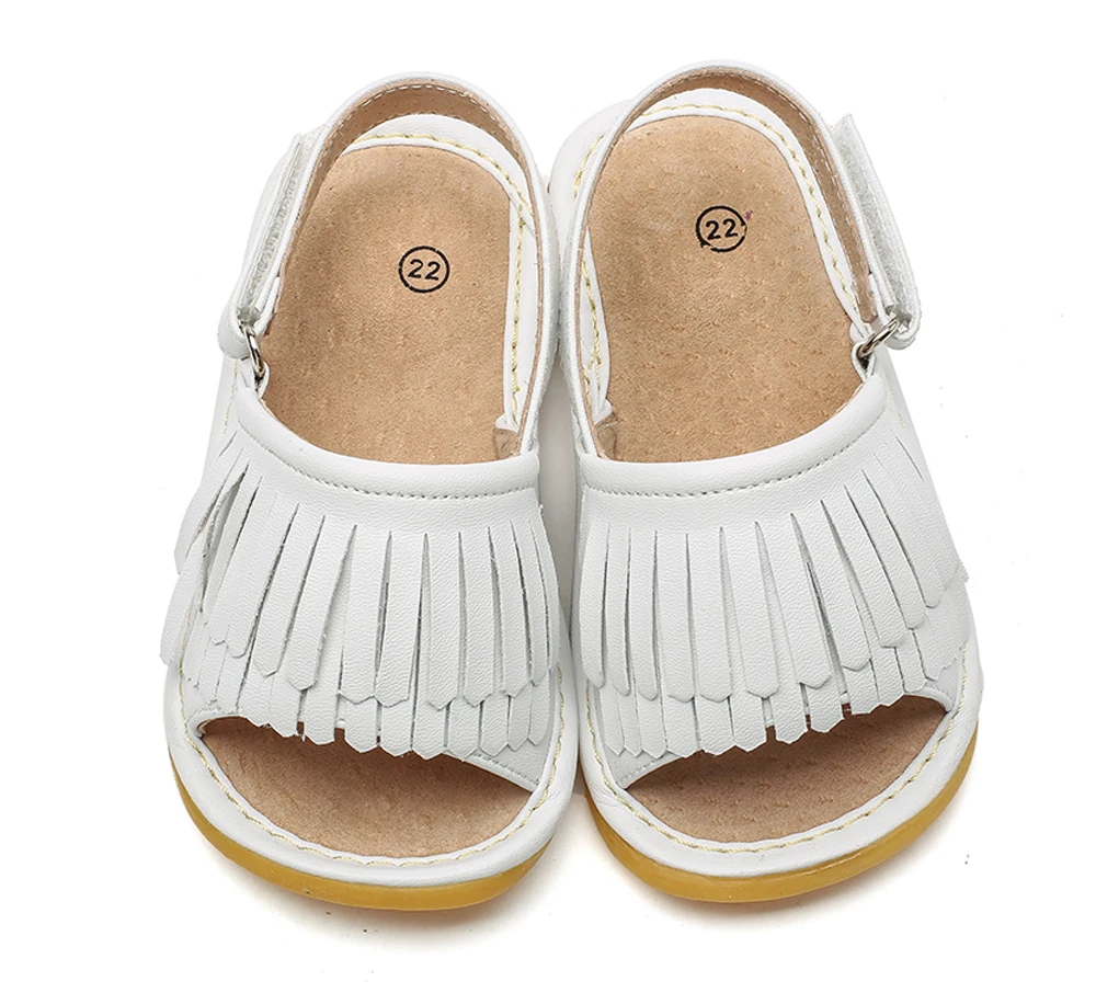 little girls tassel squeaky sandals full white 1 3 years kids summer ...