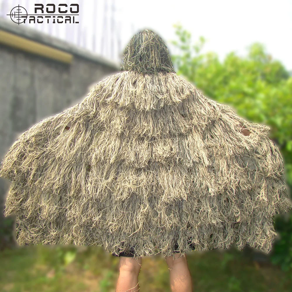 ROCOTACTICAL легкий Ghillie пончо тактический Снайпер Ghillie Топ для страйкбола пейнтбола военный Ghillie пончо костюм Лесной