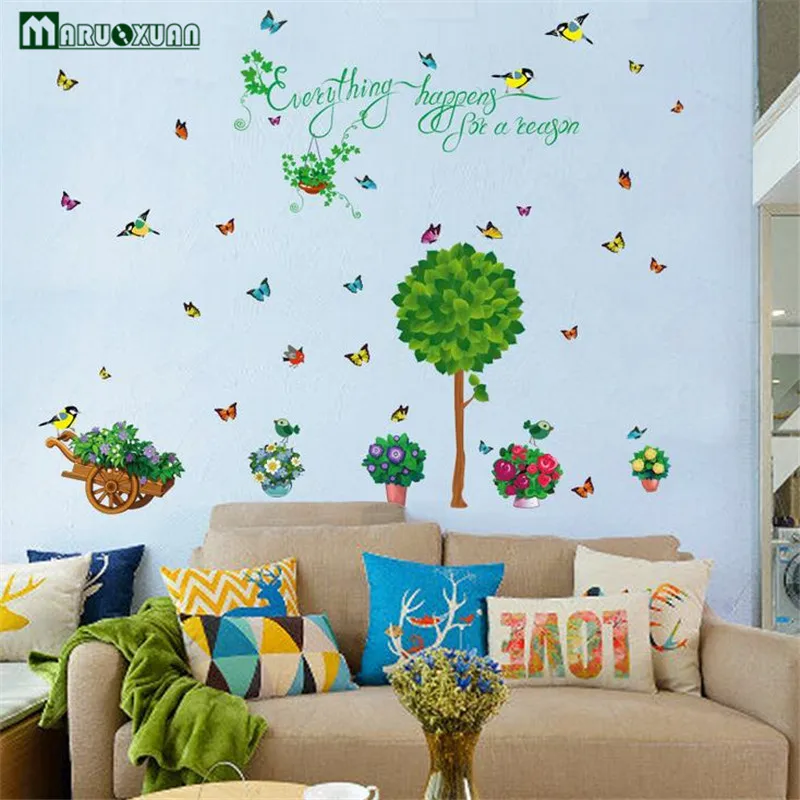 New Wall Stickers Wholesale Green Home Fresh Living Room Bedroom Tv