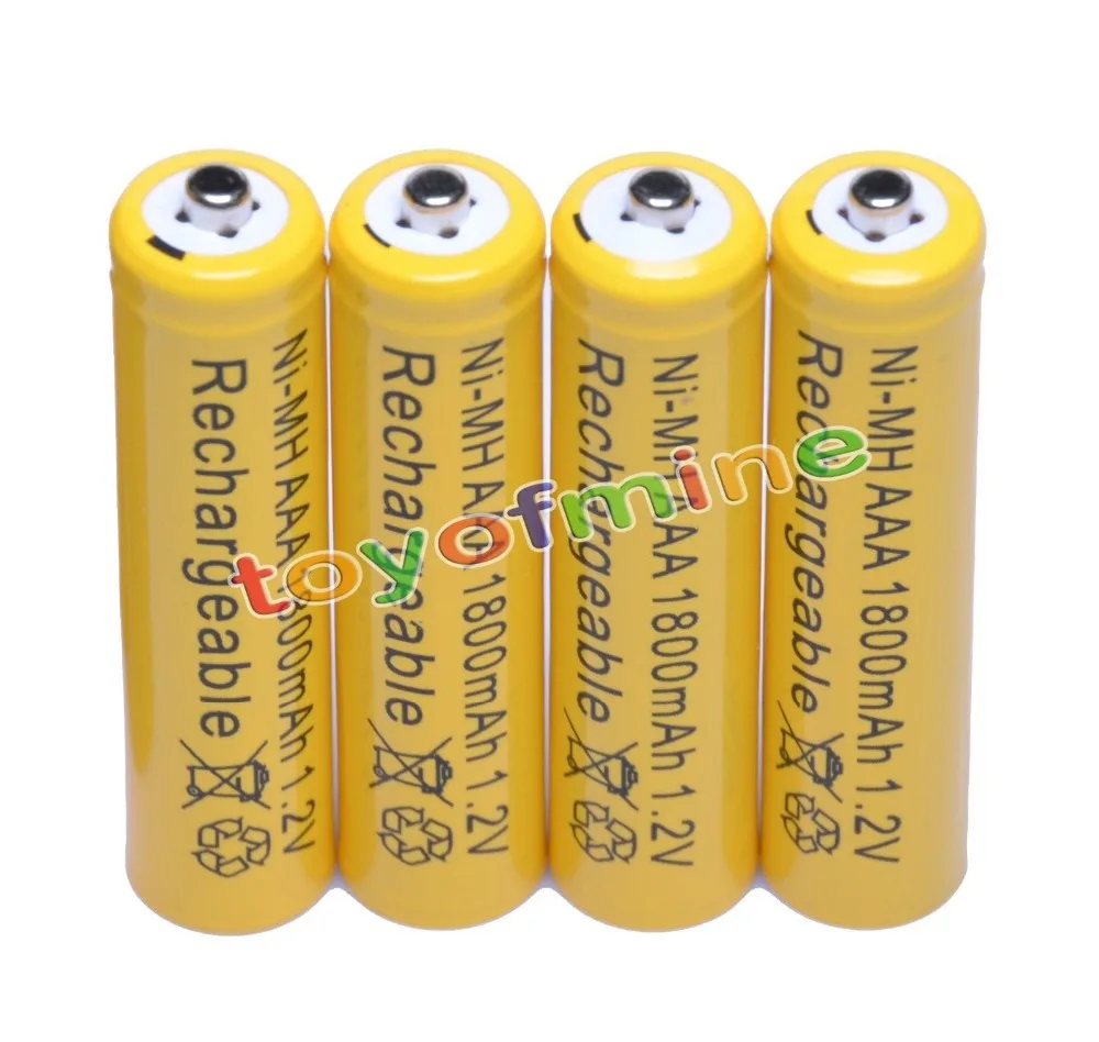 

4x AAA 1800mAh 3A 1.2 V Ni-MH Yellow Rechargeable Battery Cell for MP3 RC Toys