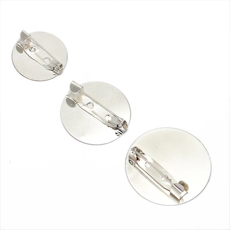 

10pcs Silver Color 20/25/30mm Blank Base Cabochon Base Brooch Setting for Cabochon Cameo DIY Brooches Making