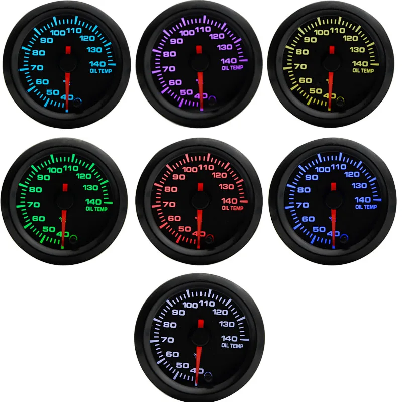 

2" 52mm 7 Colors LED Car Oil Temp Gauge 40-140 Celsius Oil Temperature Meter High Speed Stepper Motor With Sensor