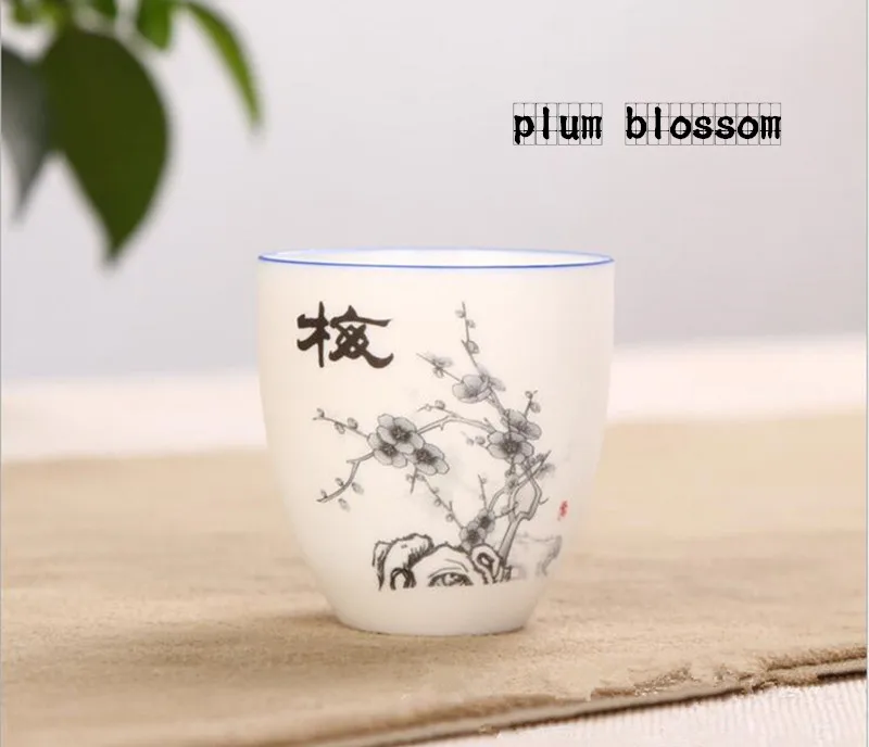 4 шт./лот высококачественный ультра тонкий Мороз Tureen кунг-фу чашка, китайский набор керамических чайников сливовый, с цветами и орхидеей, бамбука и хризантемы