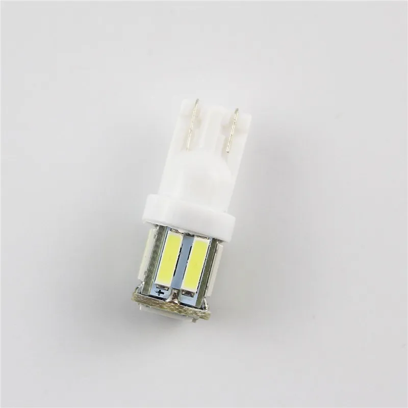 100 шт автомобилей Светодиодный T10 10 SMD 7020 светодиодный 194 168 501 10 светодиодный 7014 приборные лампы Авто индикатор двери огни супер яркий белый DC 12 V