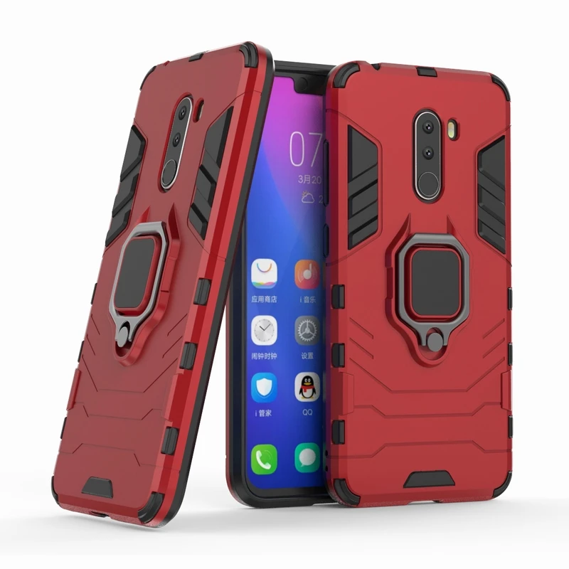 

Ring Holder Heavy Protection Armor Stand Cover for Xiaomi Poco F1 A1 A2 Lite Mi 8 Se Max 3 5X 6X Anti-Drop Shockproof Case