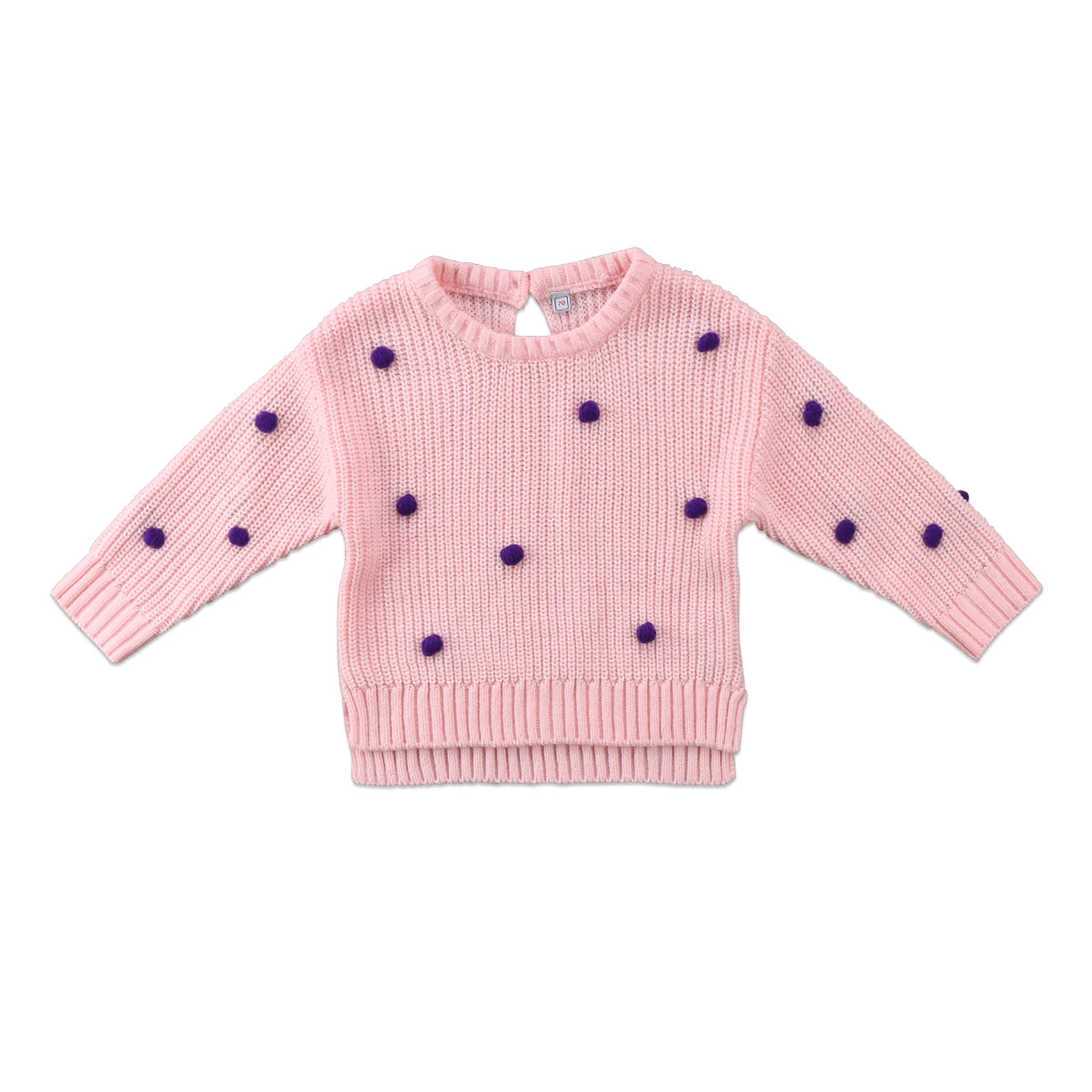 Коллекция года, детское зимнее пальто для девочек вязаный свитер в горошек для малышей, трикотажная одежда с рукавами милая одежда