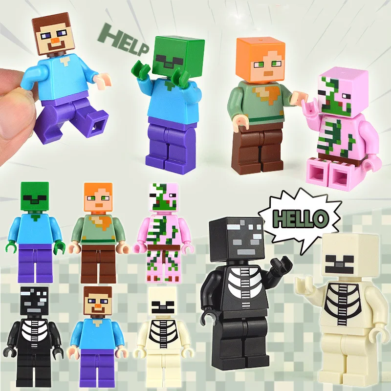 6 people Legoing Minecraft Action Figures Building Blocks My World Zombie Steve Toys For Children Minecraft Legoings Block 6 people Legoing Minecraft Action Figures Building Blocks My World Zombie Steve Toys For Children Minecraft Legoings Block