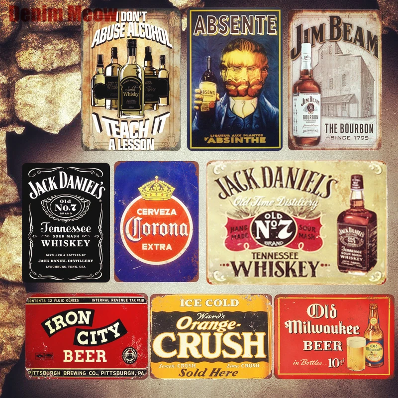 

ICE COLD Beer Plaque Retro Metal Tin Sign Jack Whiskey Jim Beam Poster Bar Pub Casino Decorative Plates Wall Art Stickers MN20-A