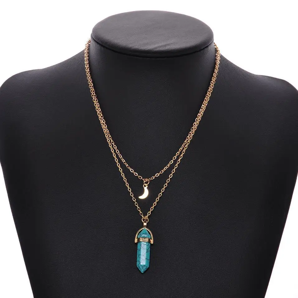 gold plated double chain necklace