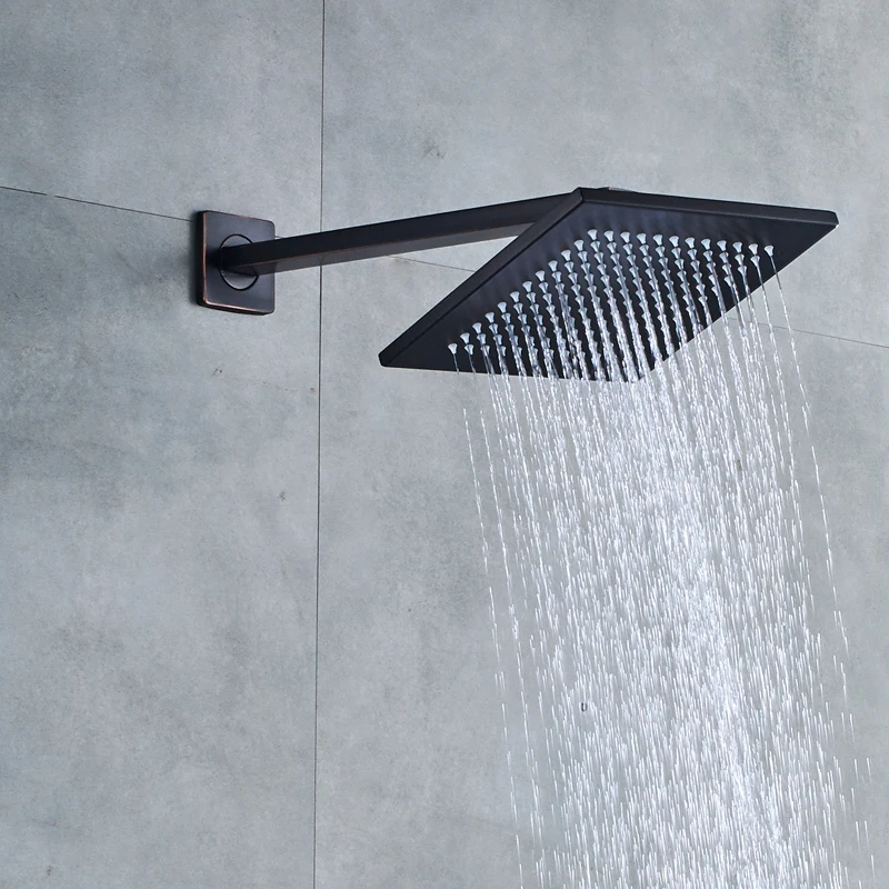 Concealed Black Bathroom Shower Faucet Brass 2-ways Mixer Valve Shower Mixers with Handshower 8/10/12/16" Rainfall Head
