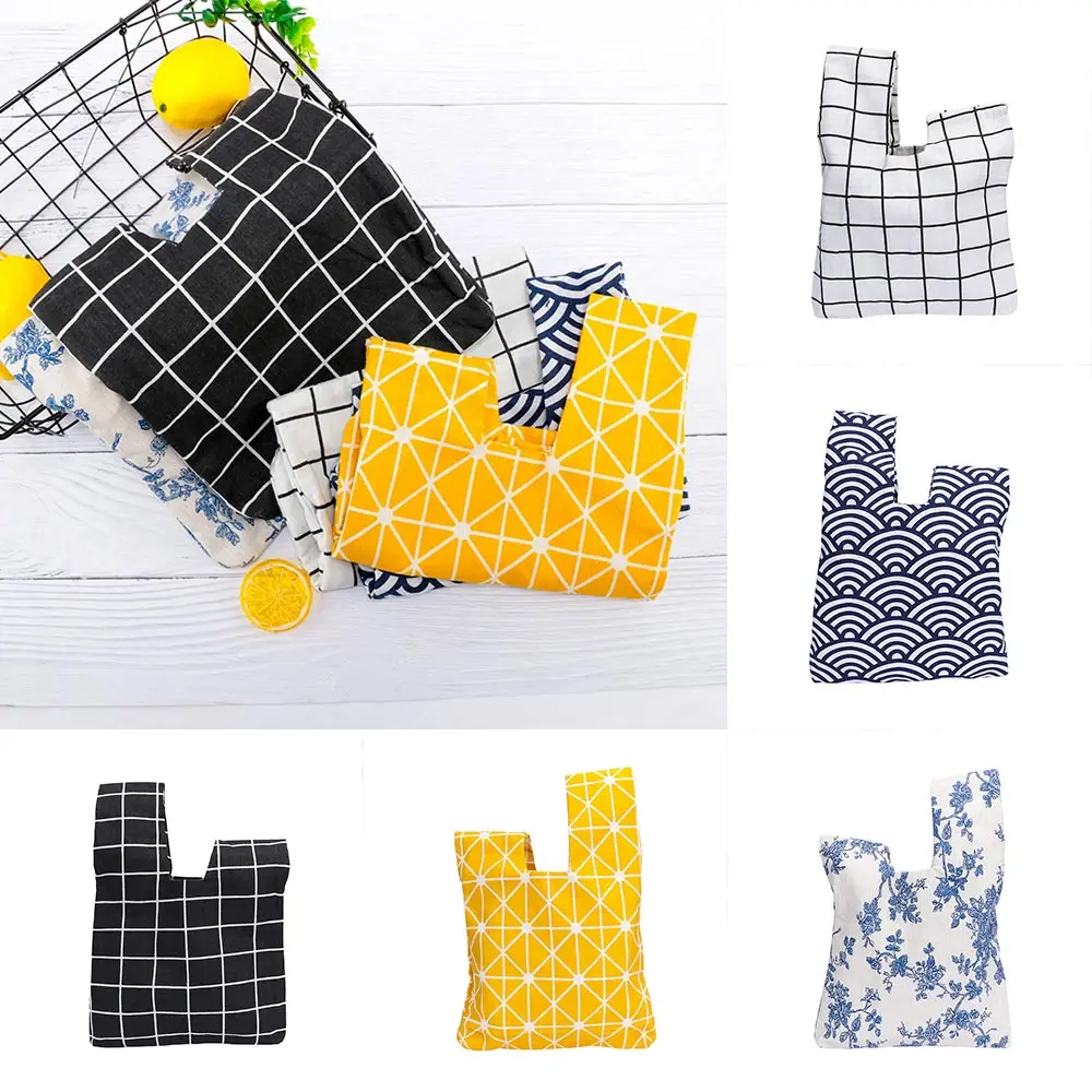

Japanese Style Simple Knot Wrist Bag Handbag Grid Wave Flower Handmade Square Bag Mobile Phone Key Phone Pouch Bag