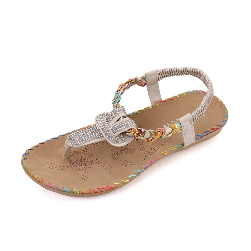 

2019 New Women Sandals With Elastic Band Flip Flops Bling Summer Beach Shoes For Woman Comfortable Shoes XWZ5595
