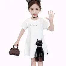 Платье для девочек с героями мультфильмов, Vestidos, детское Мягкое хлопковое летнее платье для девочек Одежда для девочек-подростков 6, 8, 10, 12, 13, 14 лет